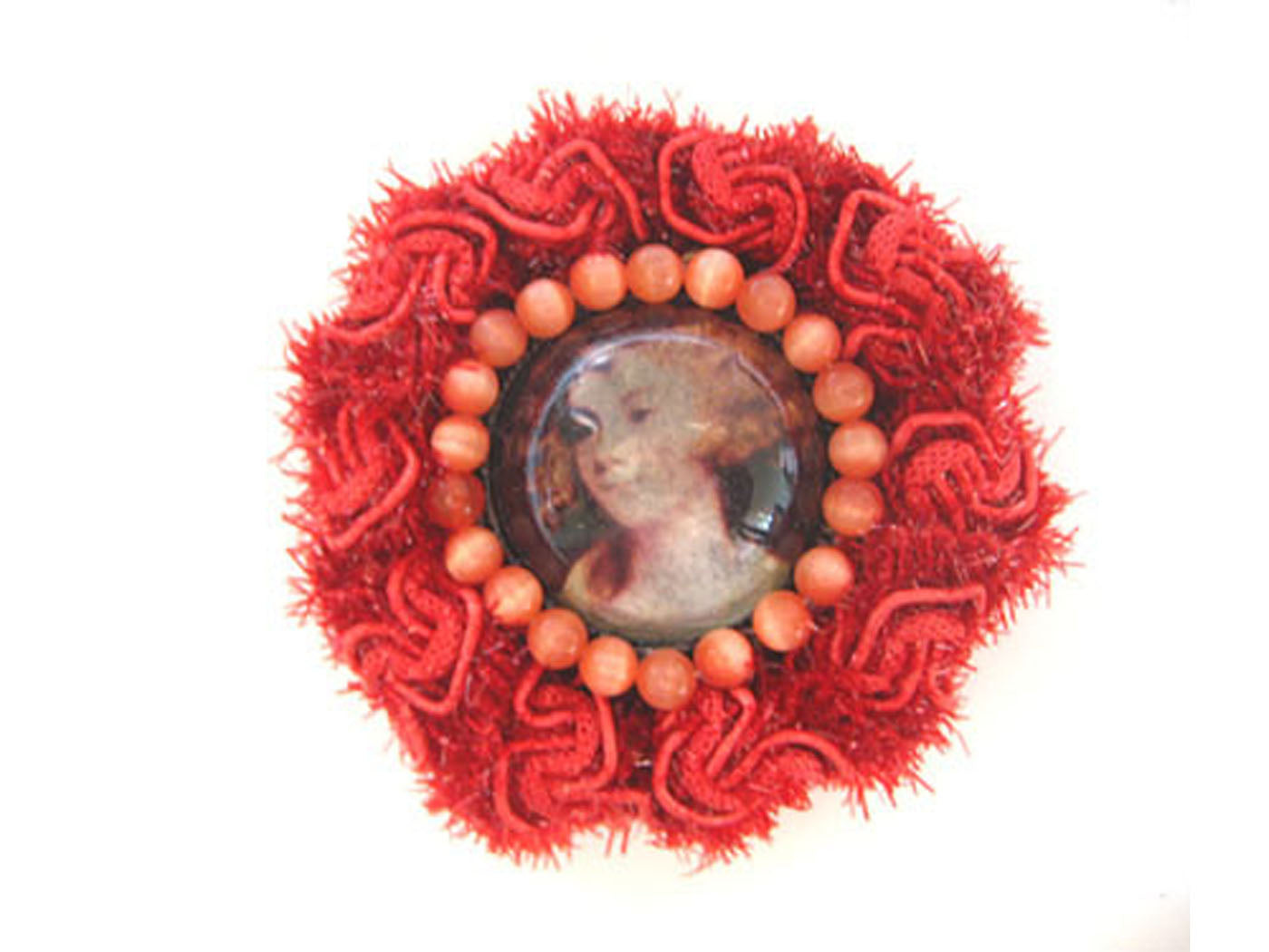 Alilang Vintage Inspired Ruby Lace 18TH Century Lady Beads Flower Brooch Pin