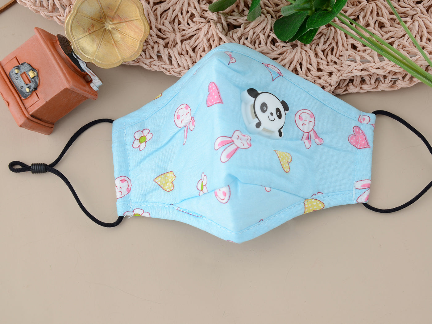 Children's Printed Panda Face Cover with Breathing Valve - 6Pack