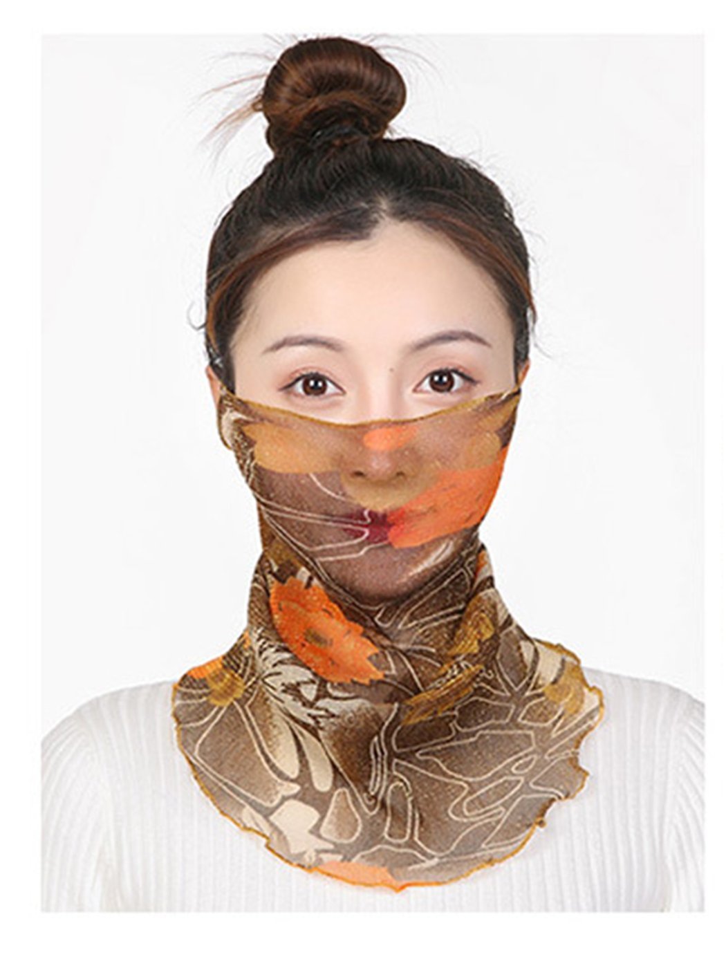Silk Chiffon Printed Scarf Face Mask - 6Pack