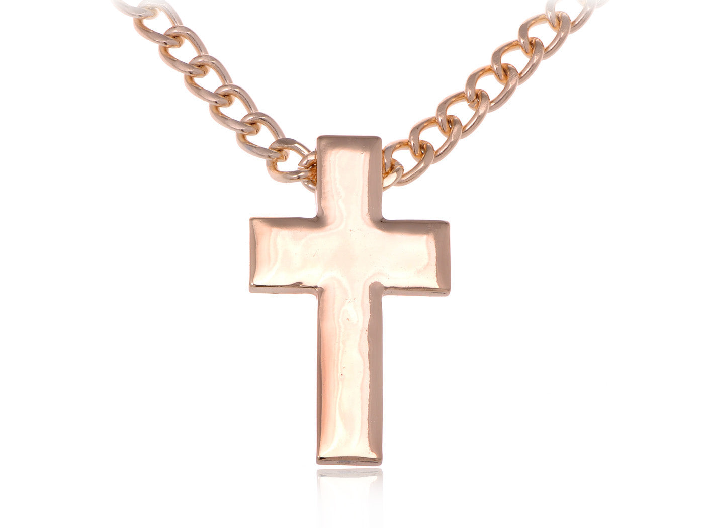 High Sheen Enamel Chain Link Style Two Inch Cross Necklace