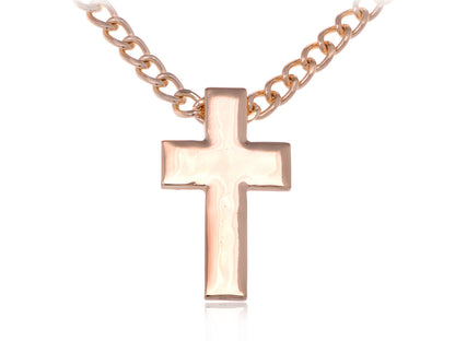 High Sheen Enamel Chain Link Style Two Inch Cross Necklace
