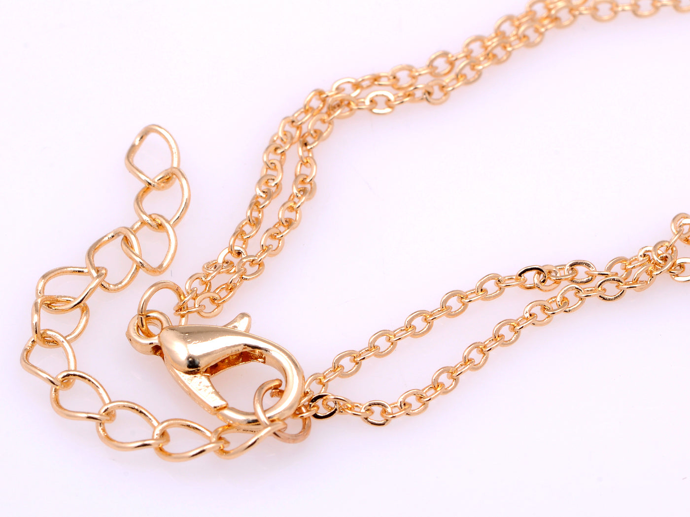 D Chain Link Style Necklace With Double Chains And Locking Closure