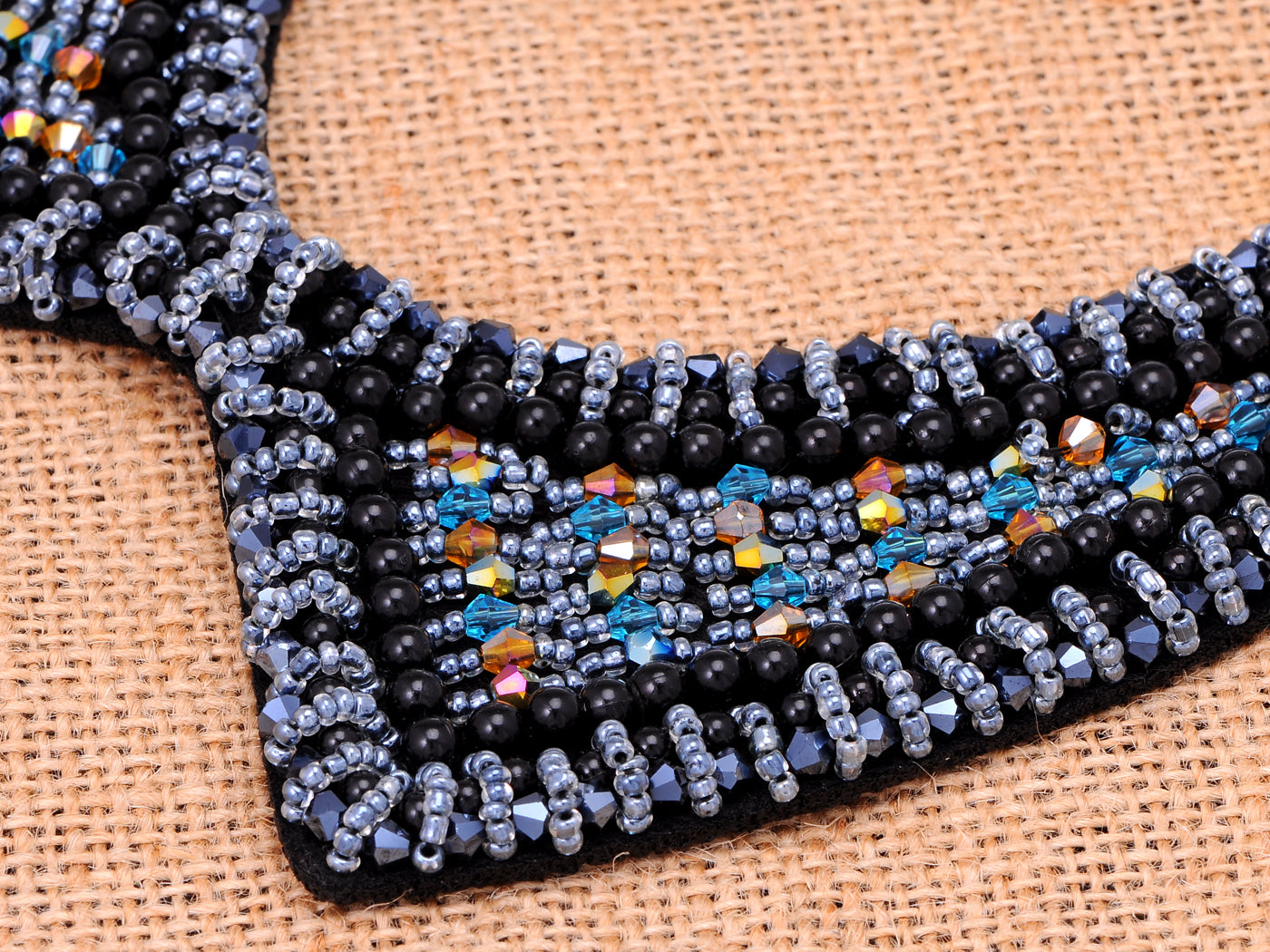 Uniquely Beaded Collar Necklace With Locking D Closure