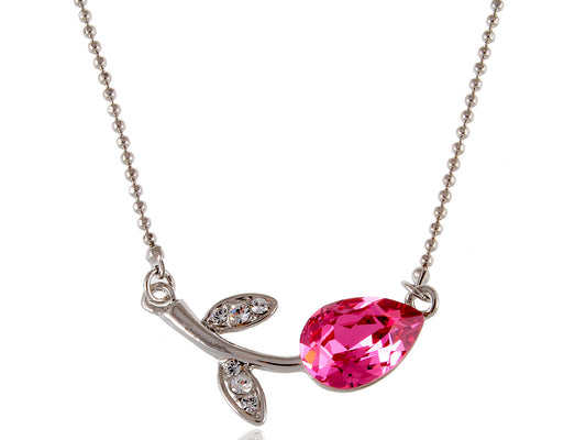 Rose Pink Single Petal Flower Necklace