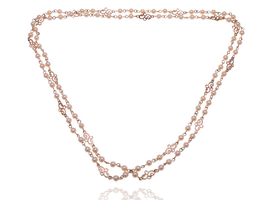 Faux Pearls Swirl Chain Chunky Statement Necklace