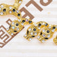 Black Enamel Leopard Cheetah Cat Earring Necklace Set