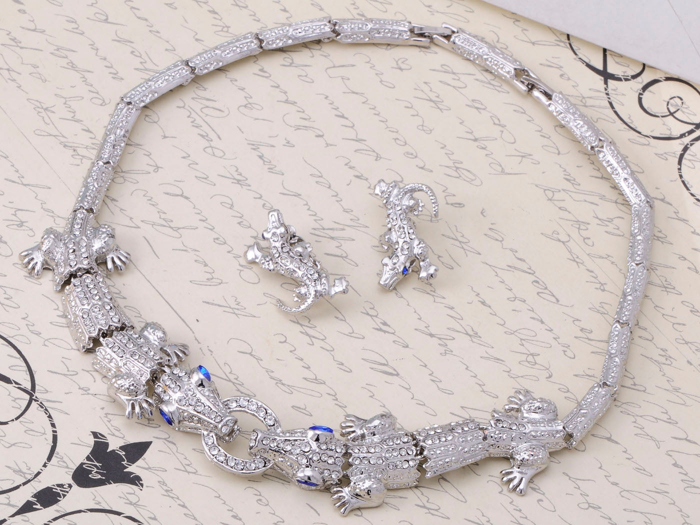 Design Crocodile Ring Earring Necklace Set