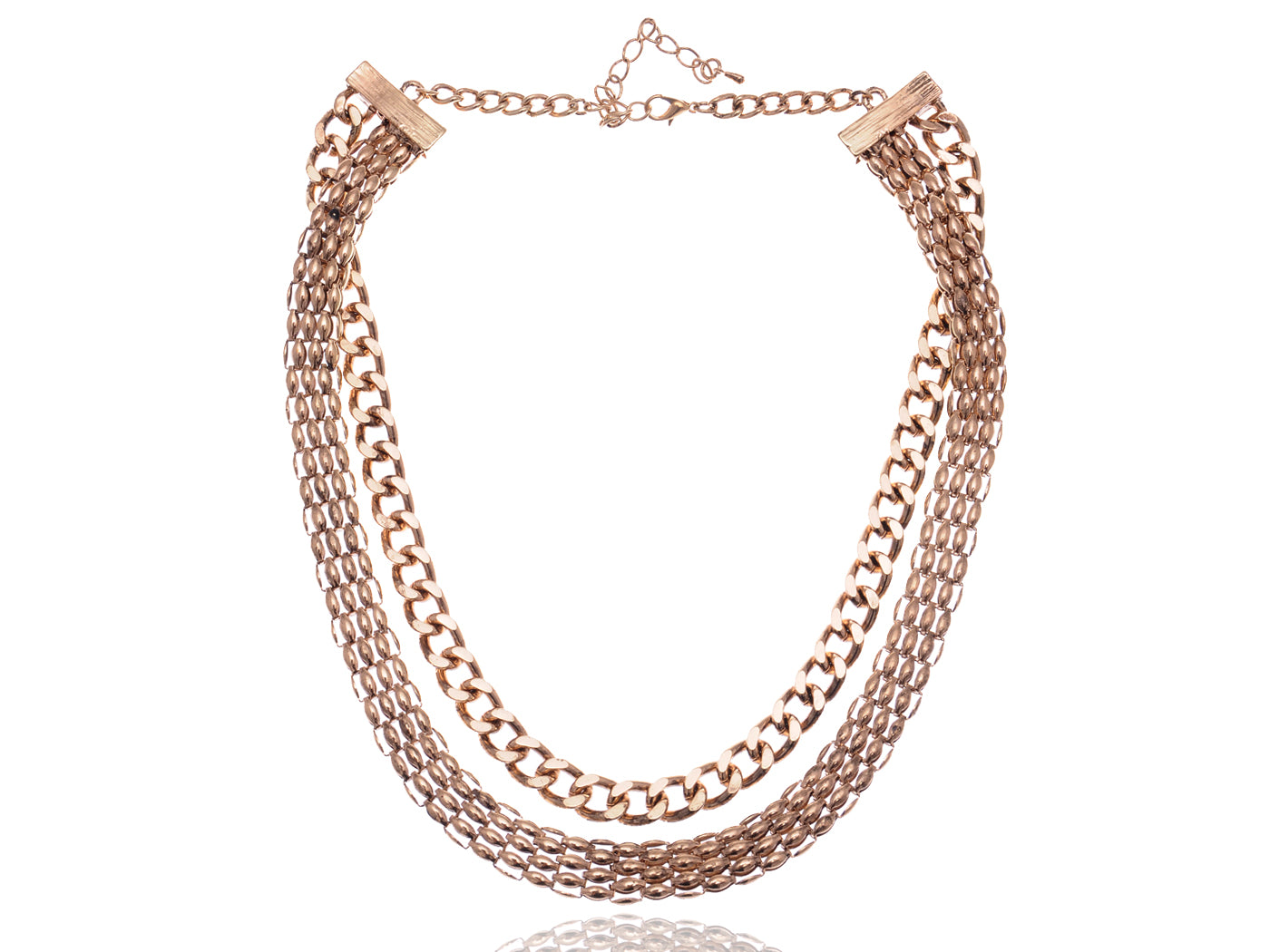 Double Roped Chain Statement Necklace