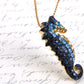 Blue Nautical Ocean Seahorse Pendant Necklace