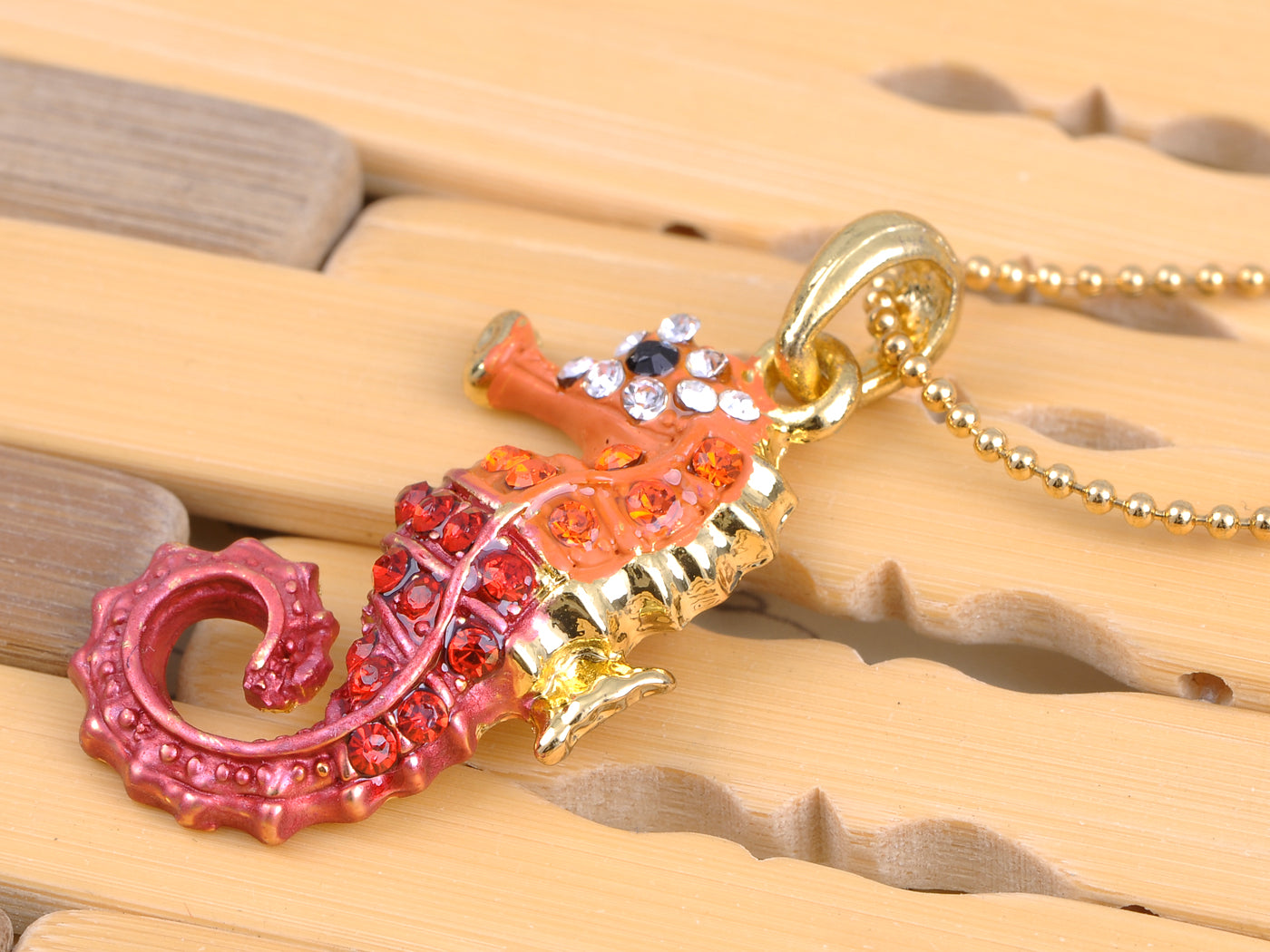 Multicolored Colorful Seahorse Pendant Necklace