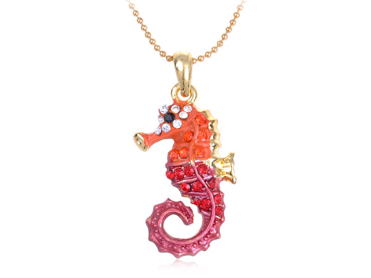 Multicolored Colorful Seahorse Pendant Necklace