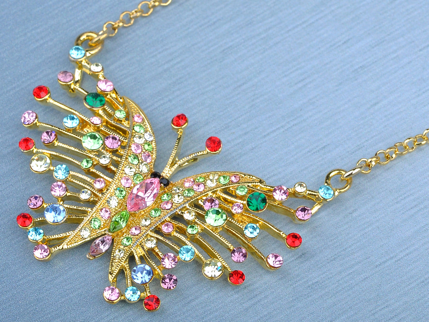 Multicolored Colorful Butterfly Chain Necklace