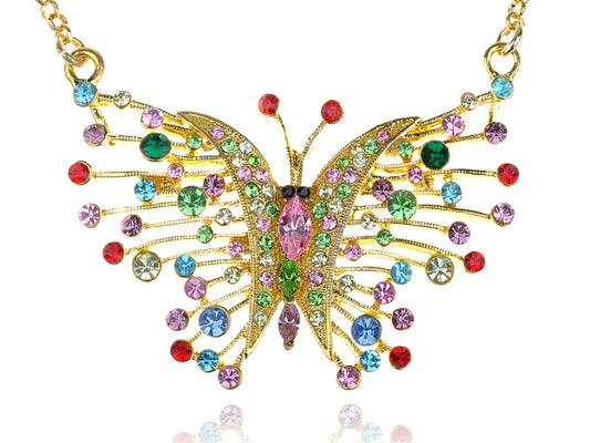 Multicolored Colorful Butterfly Chain Necklace