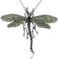 Dragonfly Pendant Necklace Amethyst Colored Purple Pink Emerald Colored Green White