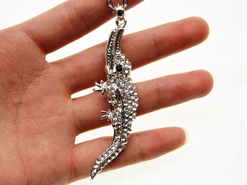 Ice Crocodile Alligator Lizard Monster Pendant Necklace