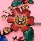 Multicolored Enamel Flower Floral Branch Dangle Necklace