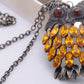 Topaz Body Vintage Fat Fuzzy Night Owl Pendant Chain Necklace