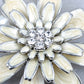 White Enamel Chrysanthemum Flower Pendant Bridal Pearl Bead Chain Necklace