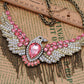 Pink Flying Eagle Cascading Strands Necklace