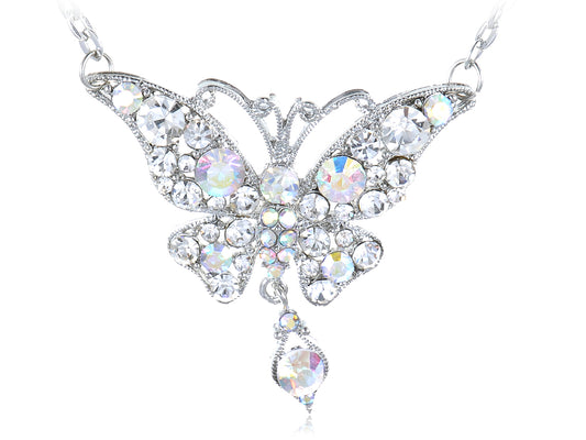 Royal Butterfly Dangle Ice Ab Collection Pendant Necklace