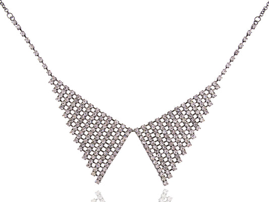 Diamond Encrusted Style Cuff D Chain Necklace With Locking Closure