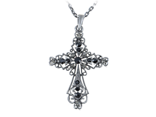 Black Religious Cross Pendant Necklace