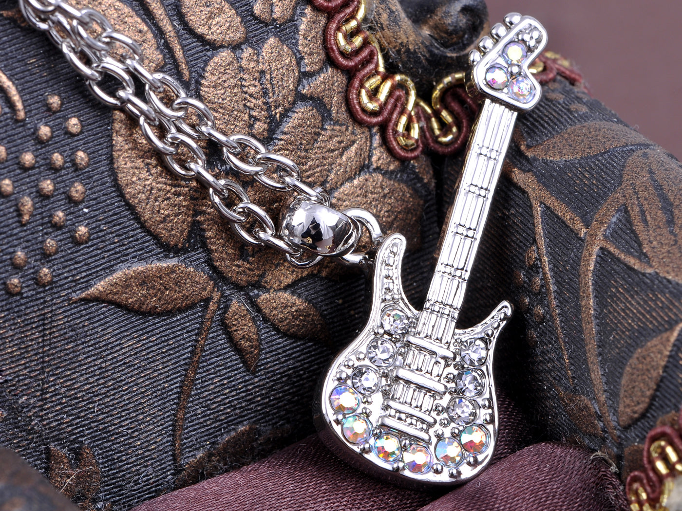 Petite Rock Star Electric Guitar Ab Pendant Necklace