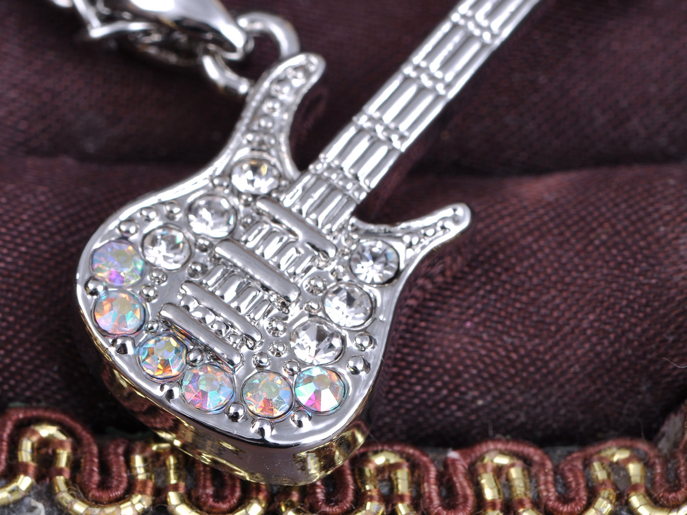 Petite Rock Star Electric Guitar Ab Pendant Necklace