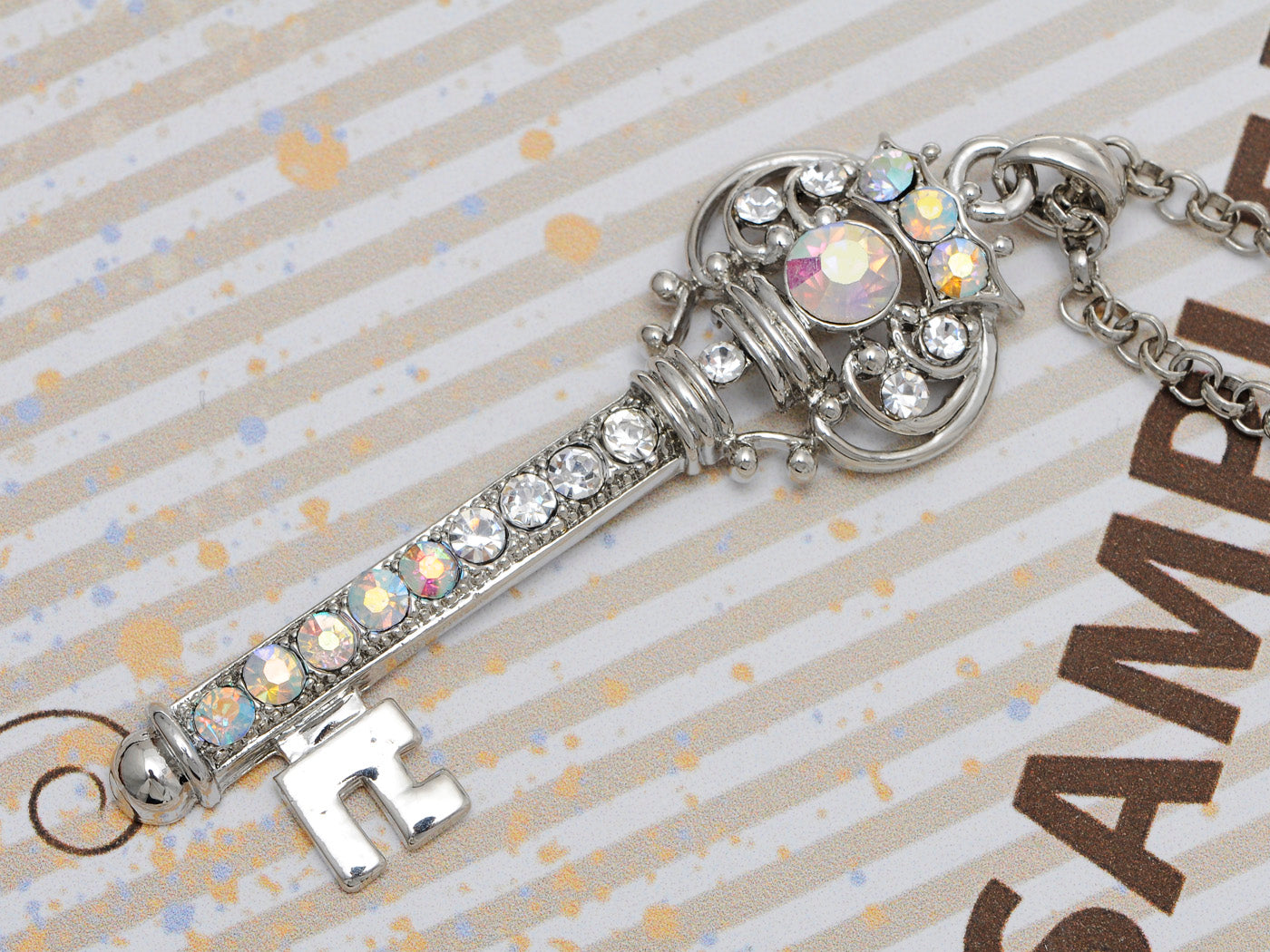 Ab Treasure Key Crown Lock Pendant Necklace