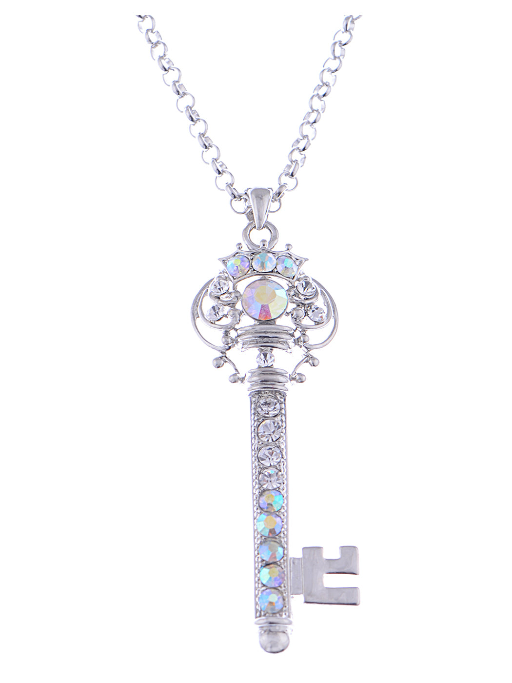 Ab Treasure Key Crown Lock Pendant Necklace