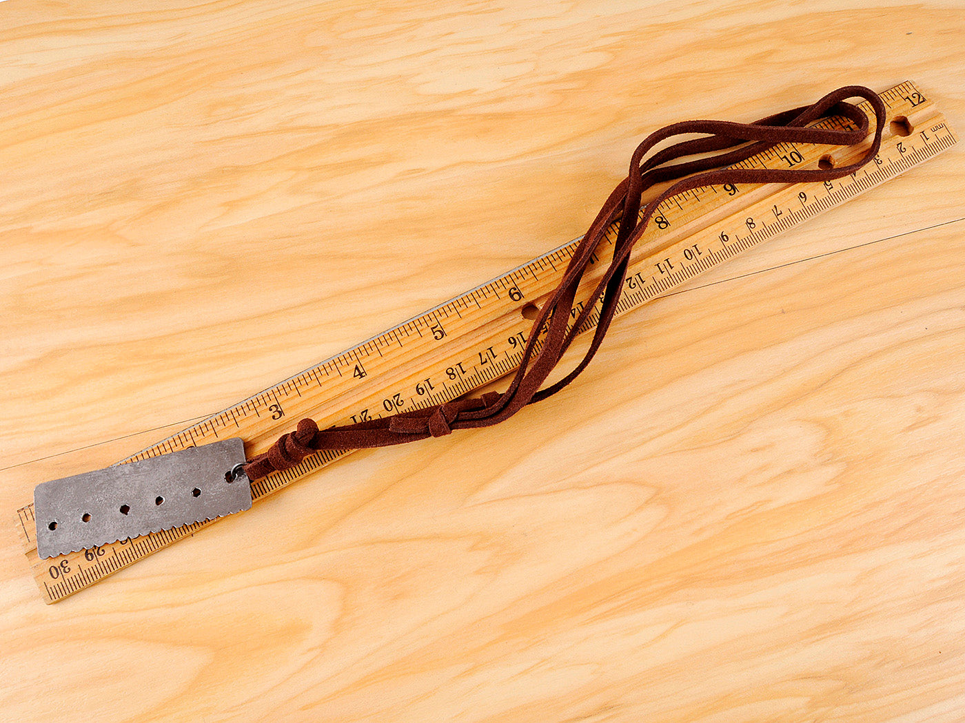 Antique Mini Ruler Rules Charm On Leather Necklace