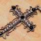 Black & Slive Gold Plated Flower Cross Cubic Zirconia Pendant Necklace
