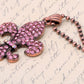 Fleur De Lis Amethyst Purple Brass Chain Pendant Necklace