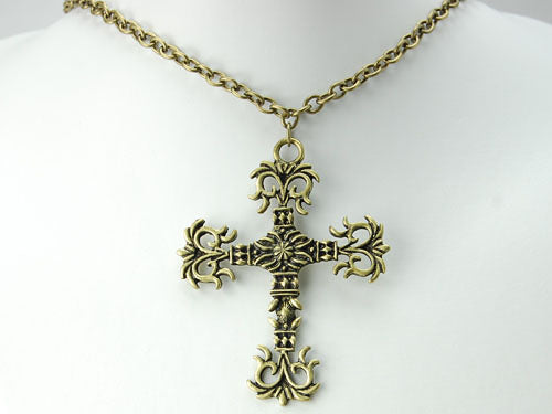 Antique Vintage Reproduct Tribal Cross Jewelry Necklace Pendant