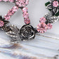 Silver Retro Pink Blue Flower Hippie Peace Symbol Pendant Necklace
