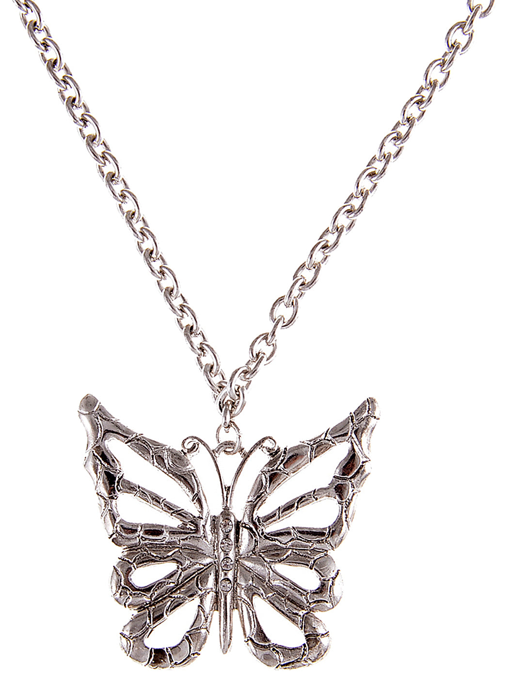 Butterfly Statement Silver Chain Necklace Pendant
