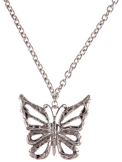 Butterfly Statement Silver Chain Necklace Pendant