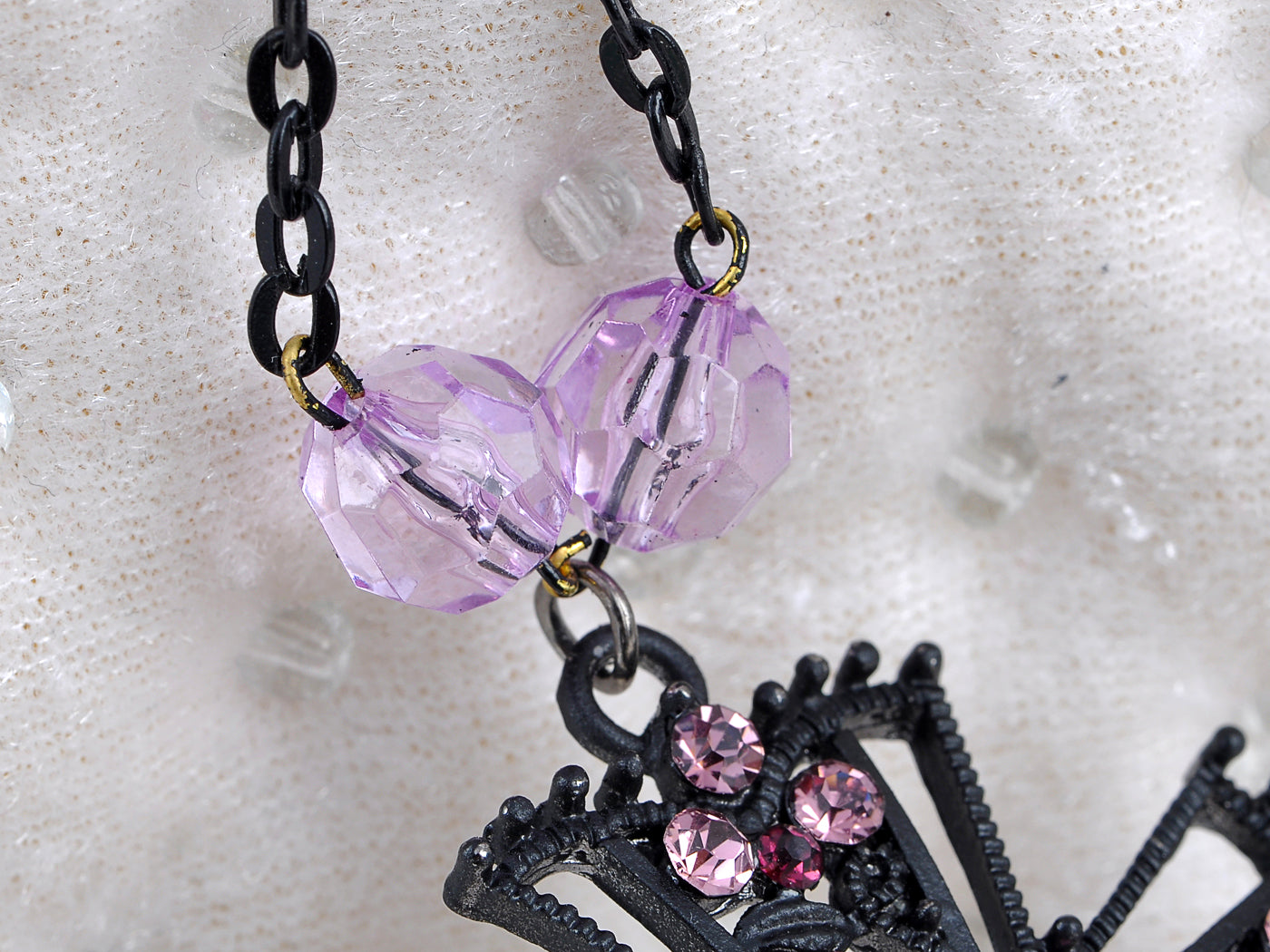Black Gothic Pink Purple Vintage Necklace Pendant