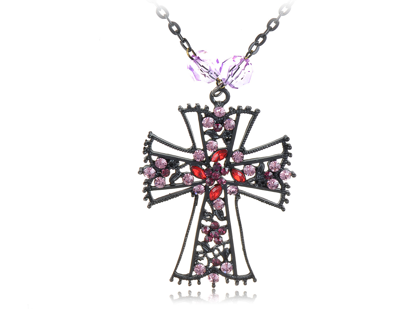 Black Gothic Pink Purple Vintage Necklace Pendant