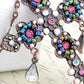Multi Colored Beaded Holy Cross Tear Drops Necklace Pendant
