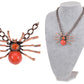 Rusty Brass Shine Red Orange Spider Queen Pendant Necklace