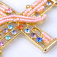 Multicolored Pink Bead Cross Pendant Necklace