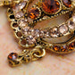Antique Inspire Orange Topaz Royal Queen Crown Fancy Brown Rope Necklace Pendant