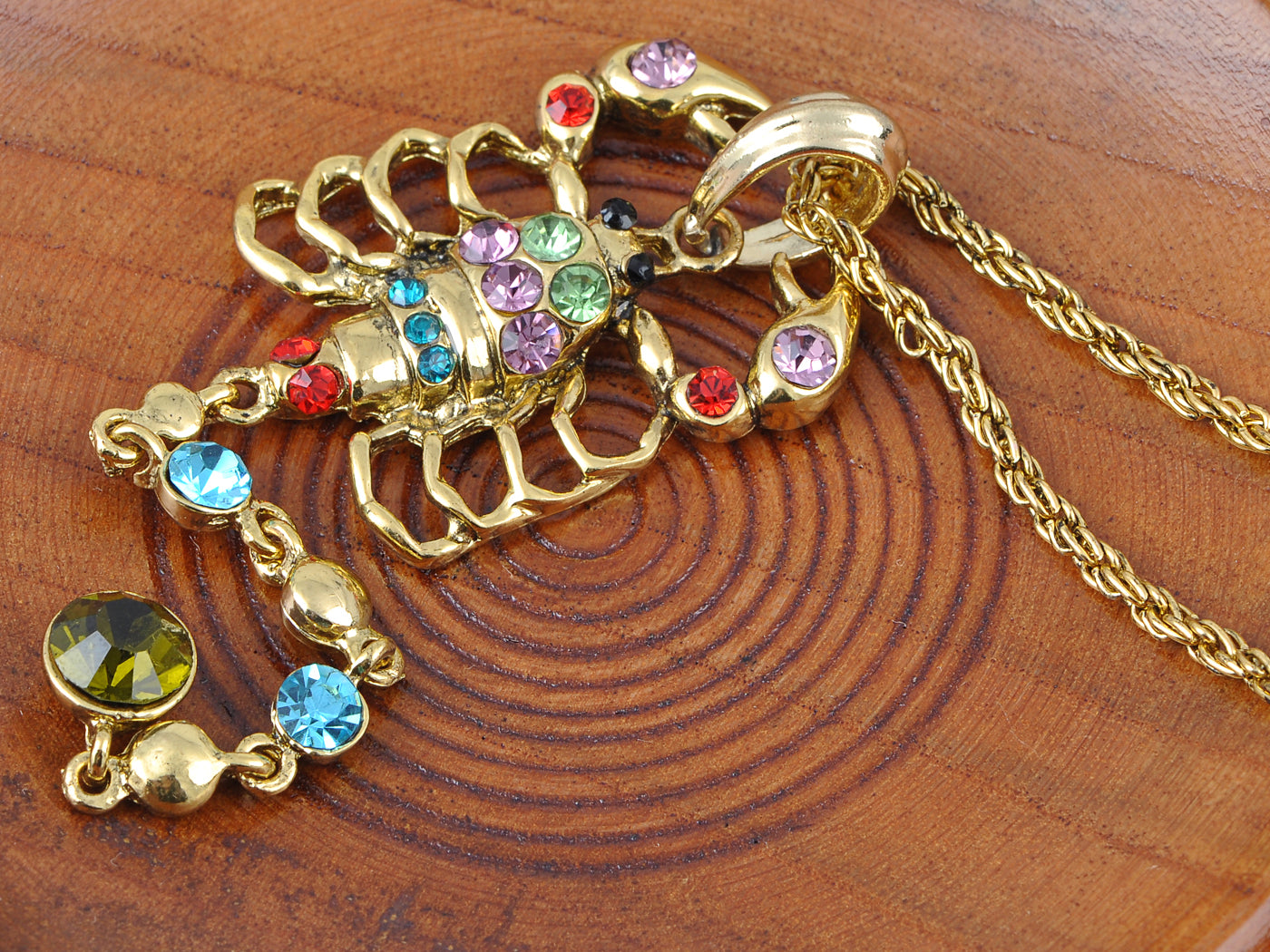 Multicolored Colorful Scorpion Tail Pendant Necklace