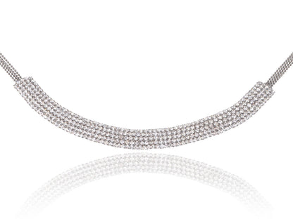 Diamond Multi Strand Choker Tube Statement Collar Necklace