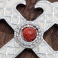 White Paint Red Jewel Tribal Cross Clean Style Pendant Necklace