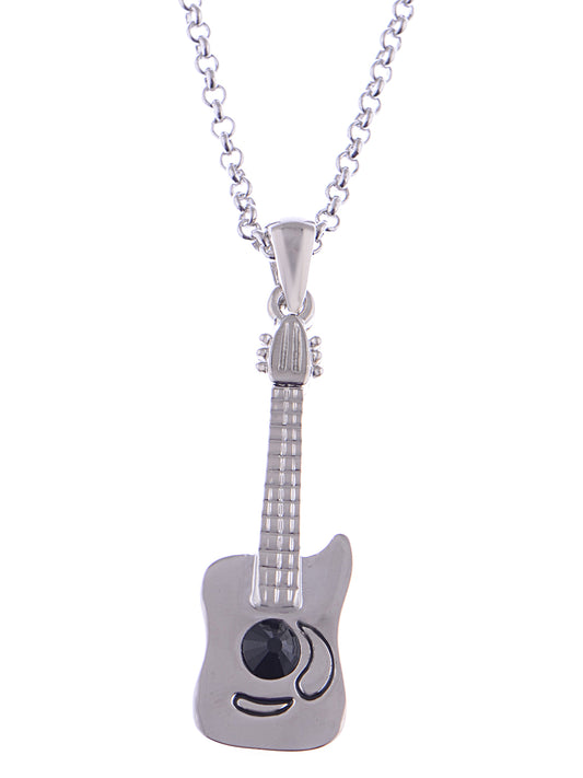 Rock N Roll Rockstar Music Acoustic Guitar Instrument Pendant Necklace