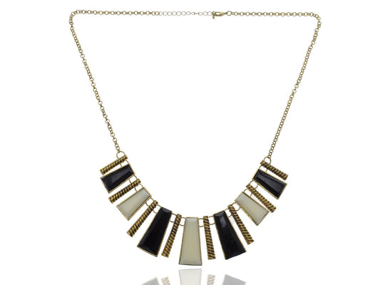 Tribal Abstract Shapes Statement Collar Necklace