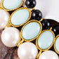 Cream Pearl Statement Collar Bib Tie Necklace With Colored Beads