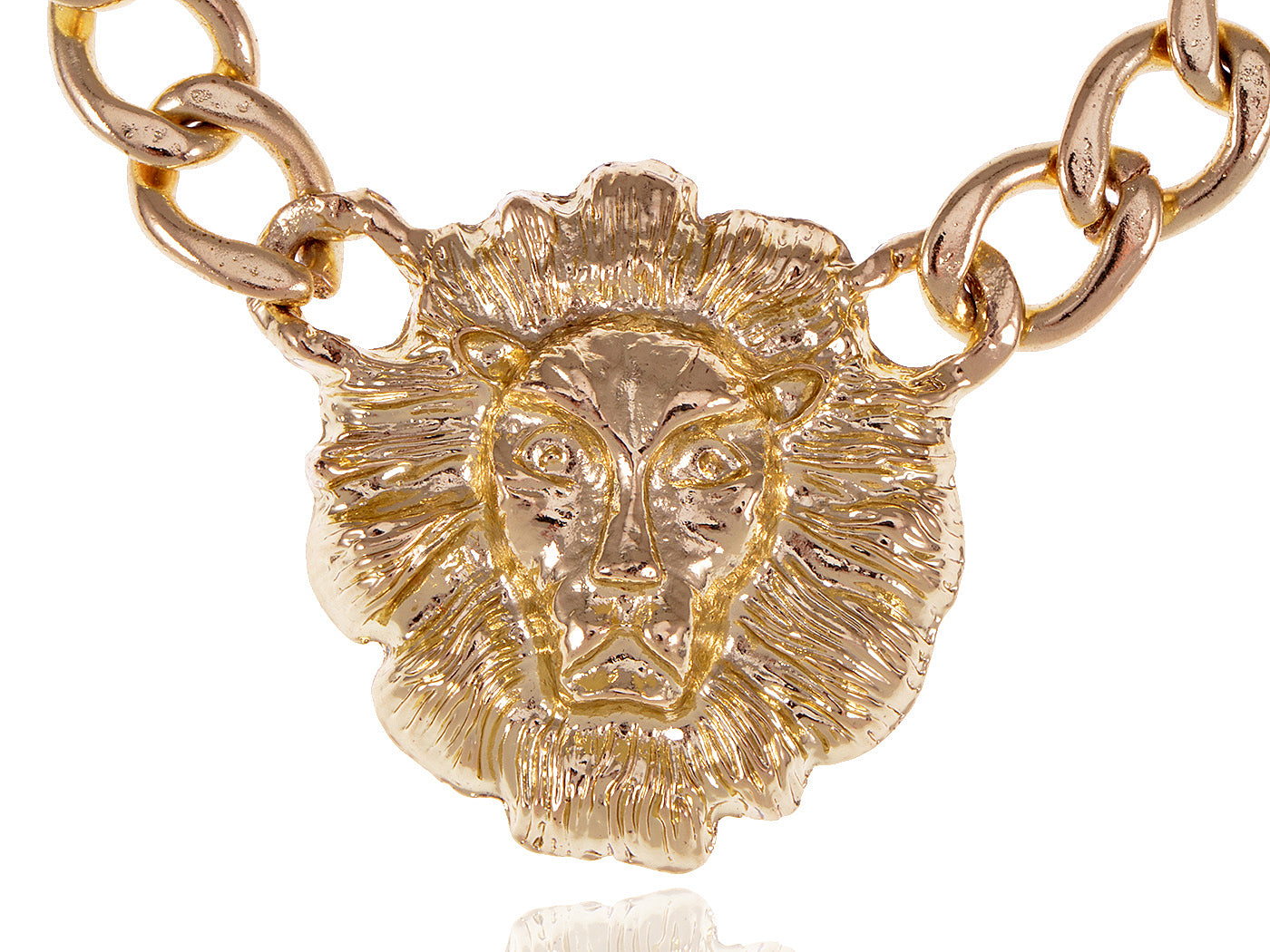 Lion Head Bling Bling Chain Link Urban Pendent Necklace